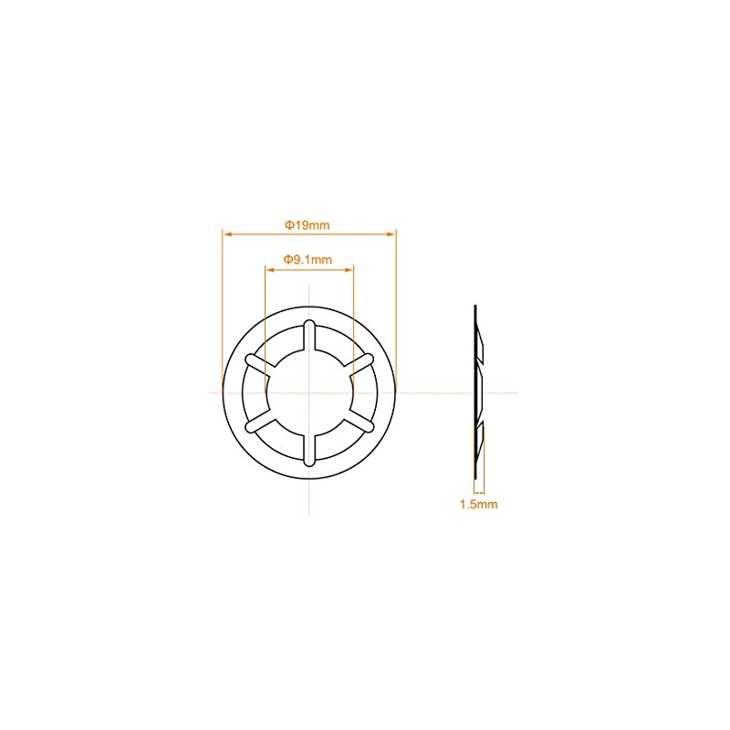 sourcing map M10 Washer 9.1mm I.D. 19mm O.D. Internal Tooth