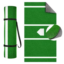 honeypet Thickened Upgraded Version 10' x 3.8' Baseball Practice Hitting Mat Exercise Mat Portable Artifical Turf Softball Training Pad Batting Cage Turf Backyard Adult Kids Batter's Box Practice