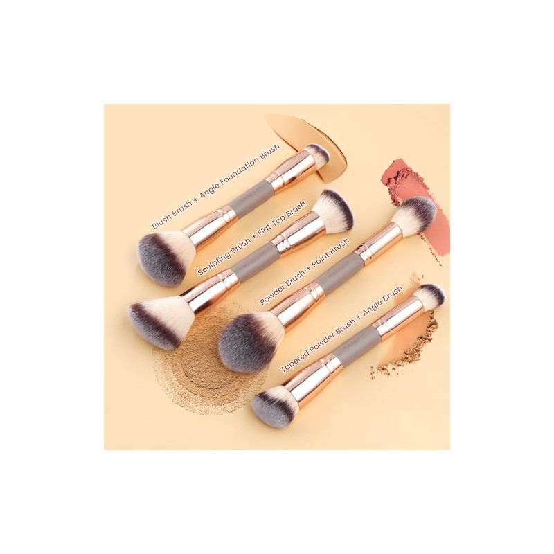 MAGEFY Brochas de maquillaje, 12 unidades con bolsa, de doble