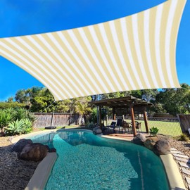 ECOOPTS 16'x22' HDPE Sun Shade Sail Rectangle Canopy Shades for Outdoor Patio Pergola Cover Blockage 95% UV Resistant(Beige White)