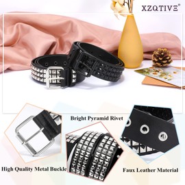 XZQTIVE Studded Belt Metal Punk Rock Rivet Belts for Women/Men Punk Leather Belt Gothic Belt Accessories for Jeans Pants(1-Silver, Fit Pant 31-36 inch)