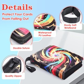 Pafvue Card Binder 4 Pocket Trading Card Binder 400 Pockets Card Holder Collection Organizer with 50 Removable Sleeves and Zipper, Collector Binder for Boys Girls (Yellow, 400 Pockets)