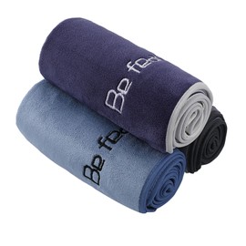 Wuwahold Microfiber Gym Towels Bigger Size Super Soft for Exercise Fitness, Sports, Workout, 380-GSM 15-Inch x 31-Inch Quick-Drying Towels (3 Pack, Grey+Blue+Navy Blue)