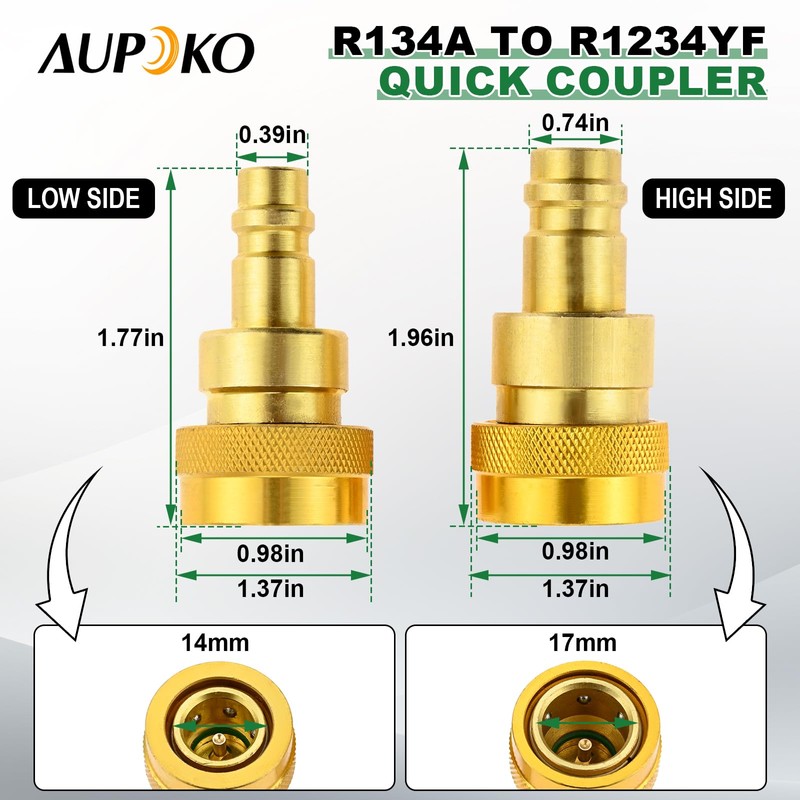 R134A to R1234YF Quick Coupler High Low Side A/C Fitting