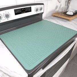 Stove Top Cover for Electric Stove- Range Covers for Electric Stove,Silicone XXL Dish Drying Mat, Glass Cooktop Covers, Flat RV Range top Mats (Gray, 30"x21")