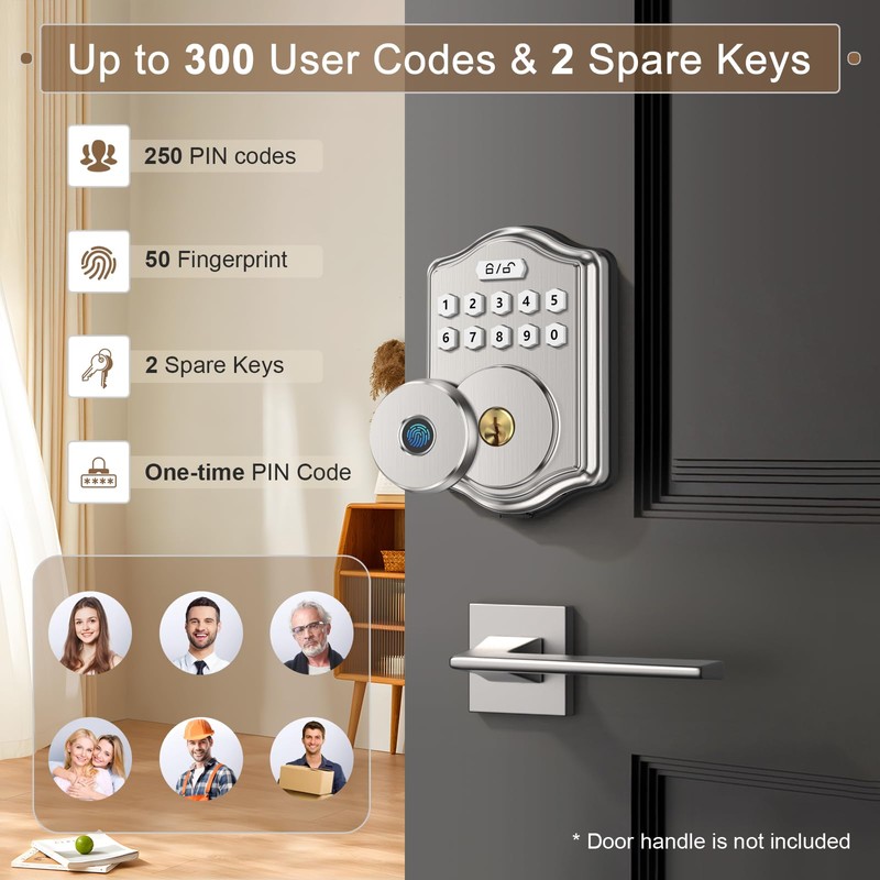52HZ Fingerprint Door Lock, Keyless Entry Door Lock with Code,