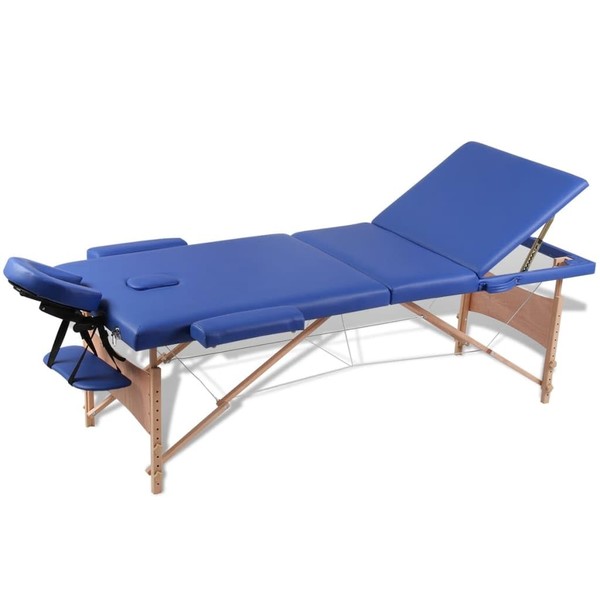 vidaXL Stylish Foldable Blue Massage Table - Portable Design with