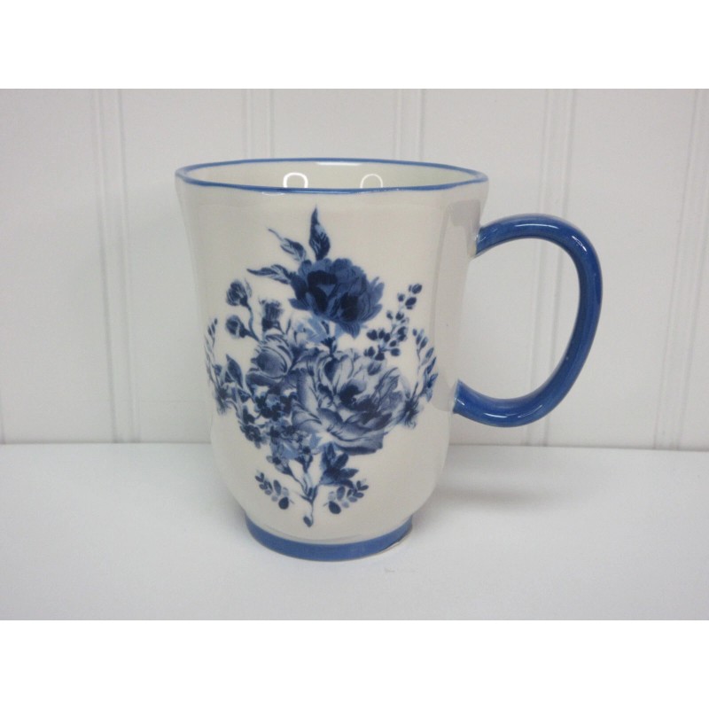 Pioneer Woman Delilah Floral Mug Cup Stoneware Blue White 12oz