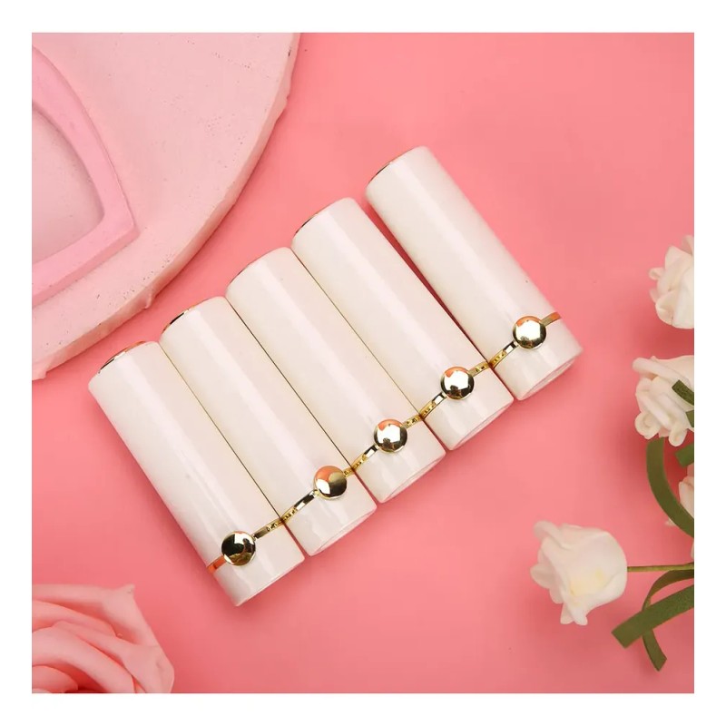 Tubo De Bálsamo Labial Blanco, Portátil, Vacío, 5 Unidades