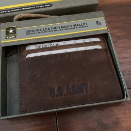 Armed Forces U.S. Armed Forces RFID Men's Genuine Leather Wallet Thin Double Sided Shields