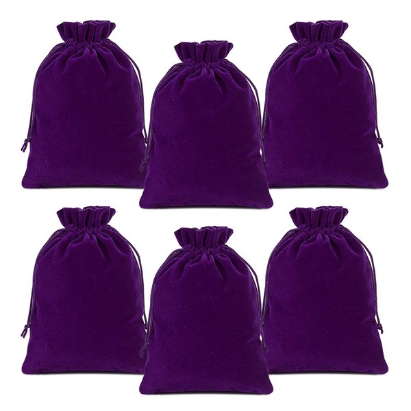 Lucky Monet 25/50/100PCS Velvet Drawstring Bags Jewelry Pouches for Christmas Birthday Party Wedding Favors Gift Candy Headphones Art and DIY Craft (100Pcs, Purple, 5” x 7”)