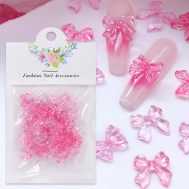 50 Pcs Bow Nail Charms Valentine's Day Nail Art Charms 3D Resin Mixed Pink Bow-Knot Charms for Acrylic Nails Romantic Valentines Day Cute Charms for Nail Jewelry DIY Crafts Nail Art Decor Accessories