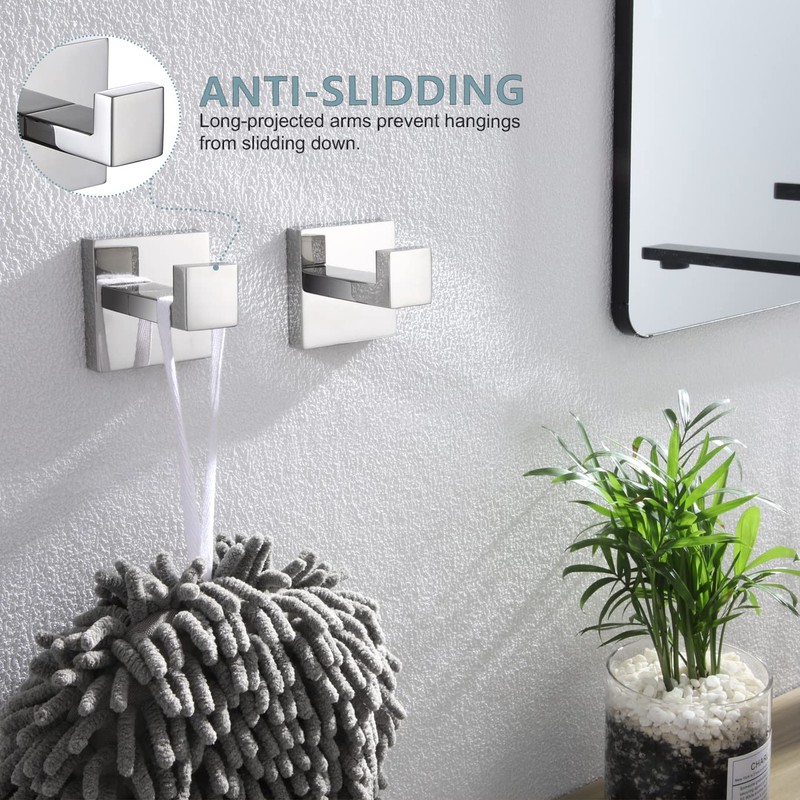 KOKOSIRI Bath Towel Hook Wall Mount Square Robe Hook Coat