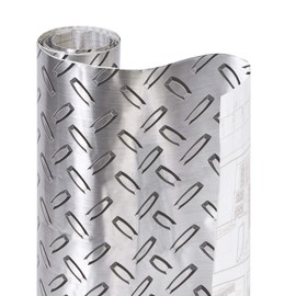 Smart Design Shelf Liner w/ Metallic Adhesive - Washable Cutable Material - Non Slip & Peel Design - for Shelves, Drawers, & Flat Surfaces - Kitchen (18 Inch x 6 Feet) [Diamond Thread Plate]