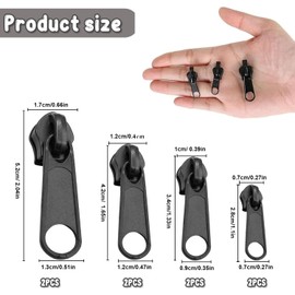 8Pcs Durable Zipper Pull Replacement Set – Universal Zipper Repair Kit for Jackets, Backpacks, Luggage & More – Easy to Install, Strong Grip, Ideal for Broken Zips – Black, Rustproof Design
