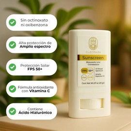 Bloqueador Solar en Barra Cleoskin FPS 50 Invisible Rostro Protección UVA UVB