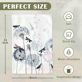 YESPOAK Hand Towels Set of 2, 18x 24 Inch Dandelion Dragonfly Bathroom Towel Soft Absorbent Kitchen Hotel Spa Gym Towel Thanksgiving Decor Gifts