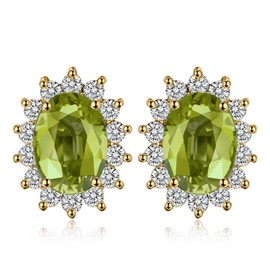 JewelryPalace Princess Diana Kate Middleton Gemstone Amethyst Citrine Garnet Peridot Topaz Sapphire Ruby Emerald Stud Earrings Silver 925 Women's Jewellery Set Women Earrings Silver Girls Rose Gold