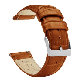 BARTON WATCH BANDS 15mm Toffee Brown - Alligator Grain - Quick Release Leather Watch Bands for Women