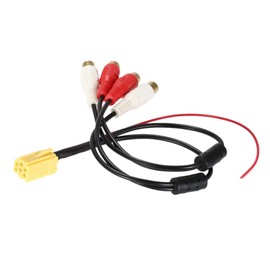 Tbest Mini ISO to RCA Car Aux Cable - 6 Pin Adapter with 4 RCA Plug for Car Radio, black