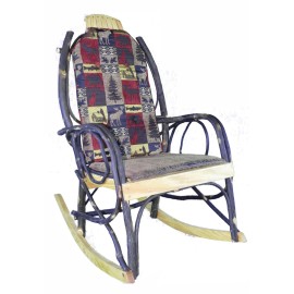 amishvillage.net Amish Hickory Rocking Chair Pad Cushion Set in Red Cabin Fabric