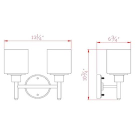 Design House 556191 Aubrey Transitional 2-Light Indoor Wall Light Dimmable Frosted Glass for Hallway Foyer Bathroom, Satin Nickel