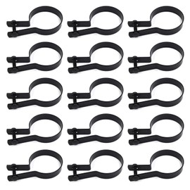 (15 Pack) 2-3/8" Galvanized Steel Chain Link Fence Tension Band for Gates, Posts, Brace Bands, Bolts & Nuts Included - Black