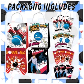 YYDLKAF 12 PCS Bowling Party Bags with Handles, Bowling Party Decorations Bowling Gift Bag Goodie Bag Treat Bag