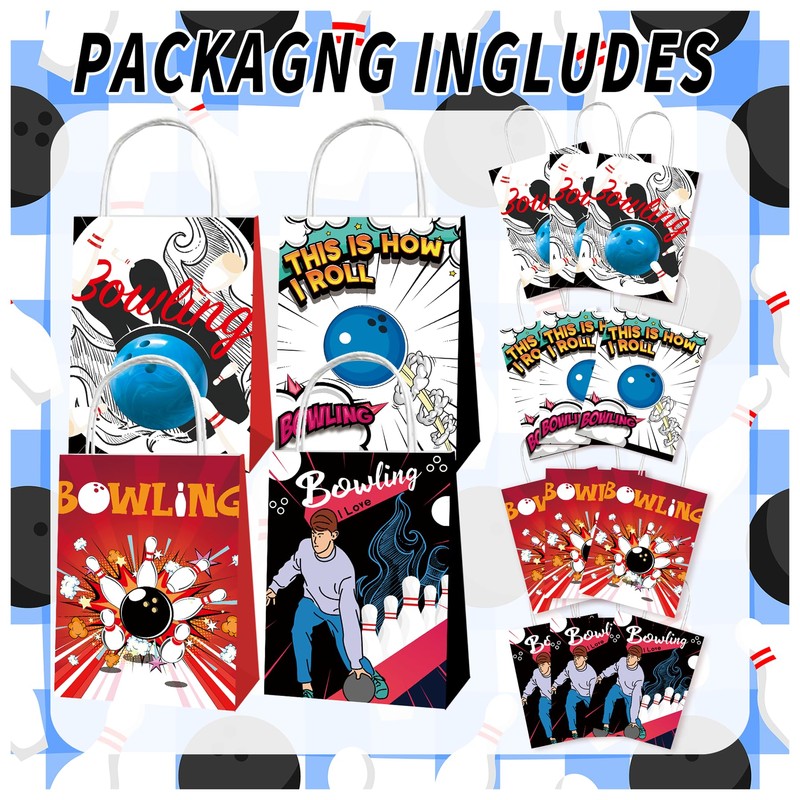 YYDLKAF 12 PCS Bowling Party Bags with Handles, Bowling Party