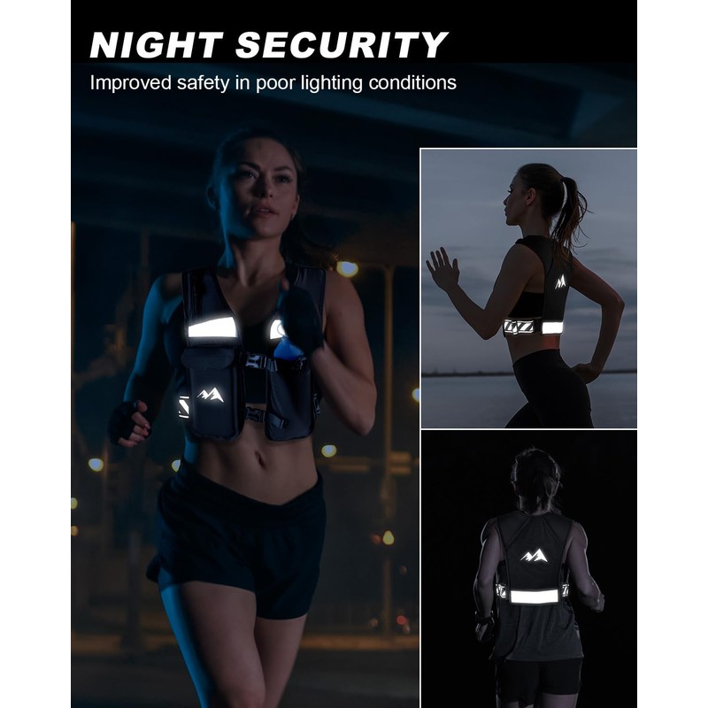 HSYFUNA Running Hydration Vest with 500 ml Water Bottle, Reflective,