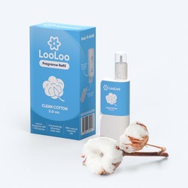 LooLoo Touch-Free Toilet Freshener Fragrance Refills- Natural Essential Oils - Toilet Smell Eliminator, Bathroom Deodorizer, Air Freshener Spray For Bathroom - Clean Cotton Fragrance 2.0 Fl Oz