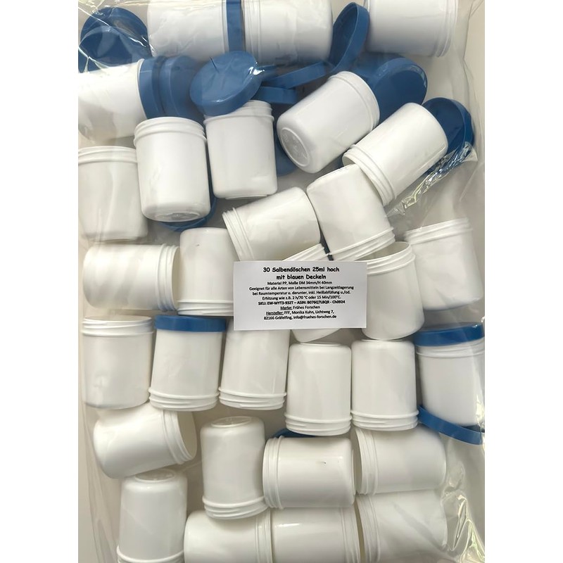 30 Ointment Jar Containers Cream/Ointment Kruke High 25ml Capacity with