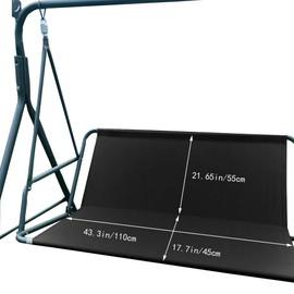 Replacement Swing Seat Cover, 600D Oxford Cloth Waterproof 2/3 Seat Patio Swing Seat Replacement Covers for Outdoor Porch Garden Yard Swings (Black/43.3’’x21.65’’x17.7’’)