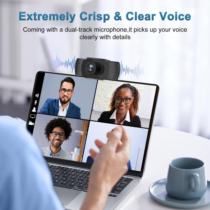 RUOVXWU Webcam for PC with Microphone 1080P Full HD Plug