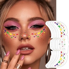 Pecas con purpurina, tatuaje facial, parches de maquillaje para pecas de estrellas brillantes para accesorios de fiesta facial (orgullo mariposa)