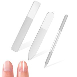 3 PCS Glass Nail Files for Natural Nails, Glass Nail Buffer and Shine Kit Professional Crystal Manicure Tools Double Sided Manicure Pedicure Tools Nai