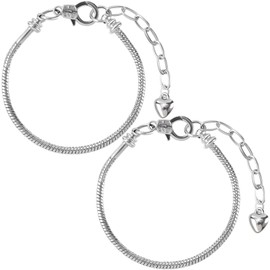 Joez Wonderful 2pcs Snake Chain Bracelet, Adjustable Charm Bracelets with Heart Shape Extender Chain, Copper Bracelet Chain for Women Jewelry Making