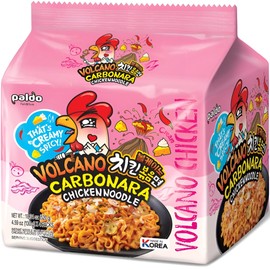 PALDO FUN & YUM Volcano Carbonara Creamy Spicy Chicken Noodle, 4.59 Ounce (Pack of 4)