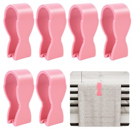 Tokusatsu 6 Pcs Kitchen Towel Clips, U-Shape Towel Clip with Strong Clamping Force for Kitchen, Oven Handle, Bathroom Towel Rack, Dishwasher and Stove to Trevent Towels from Falling Off, Pink