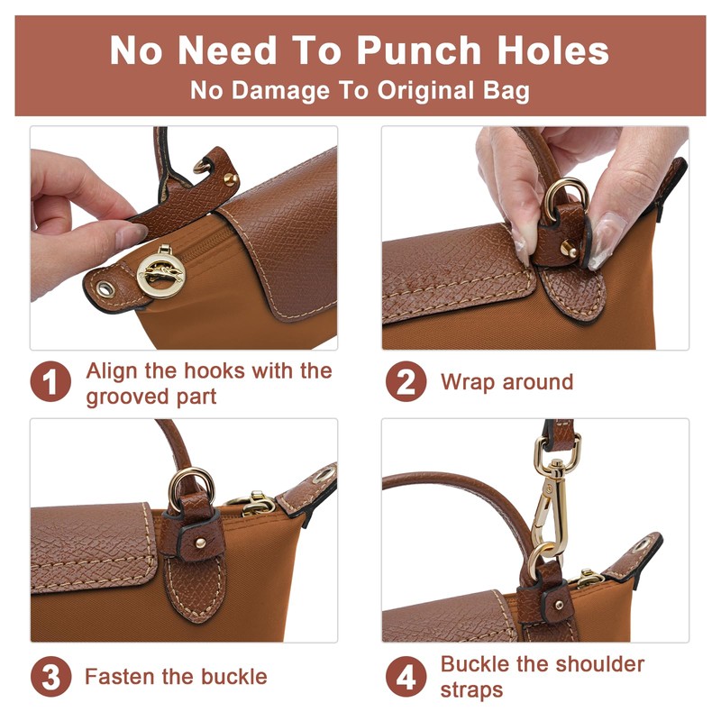 Leather Shoulder Strap for Mini Bag - Terracotta - Nude