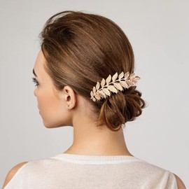 6 PCS Leaf Hair Side Combs Gold Rhinestone Hair Comb Clips with Teeth Wedding Headpiece Hair Accessories for Women, Girls, Bride, Bridesmaid(Gold)
