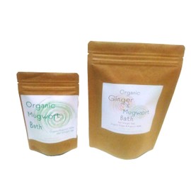 Organic Mugwort Bath 5 pcs, Organic Mugwort Bath, 5 Pack, Steamed Wormwood, Pregnant, Warm, Herbal Bath (Mugwort & Ginger Bath, 15 pc Set of Mugwort and Ginger Bath Salts)