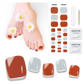 Semi Cured Gel Pedicure Strips,26 PCS Gel Nail Strips Works with Any UV Light, Salon Quality Gel Nail Stickers，Easy to Apply & Remove
