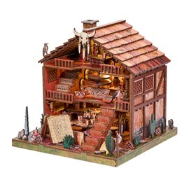 DIY Miniature Dollhouse Kit - Book Nook kit for Adults,with LED Lights, DIY Desert Cabin 3D Wooden Puzzle with Southwestern Style & Realistic Interior, Craft Diorama,Plume Mountain Retreat