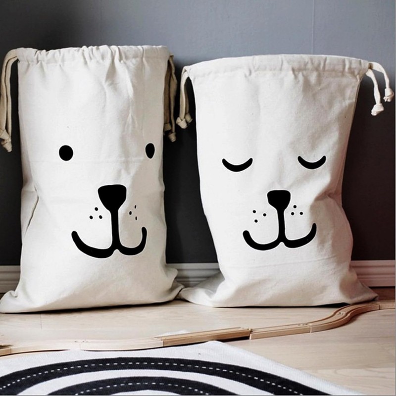 OCCOUMR Pack of 2 Cotton Laundry Bags with Practical Drawstring