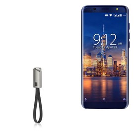 BoxWave Cable Compatible with NUU Mobile G3 - USB Type-C Keychain Charger, Key Ring USB Type-C to Type-A 8 in USB Cable - Jet Black