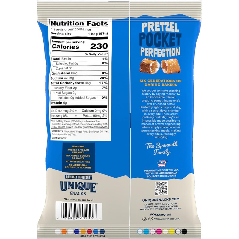 Unique Snacks Original Pretzel Shells, Delicious Homestyle Baked Snack Bag,