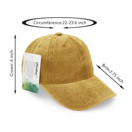 Baseball Cap, UltreKey Washed Cotton Adjustable Sport Outdoor Sun Cap Unisex Hip Hop Casual Hat Snapback Cap Yellow
