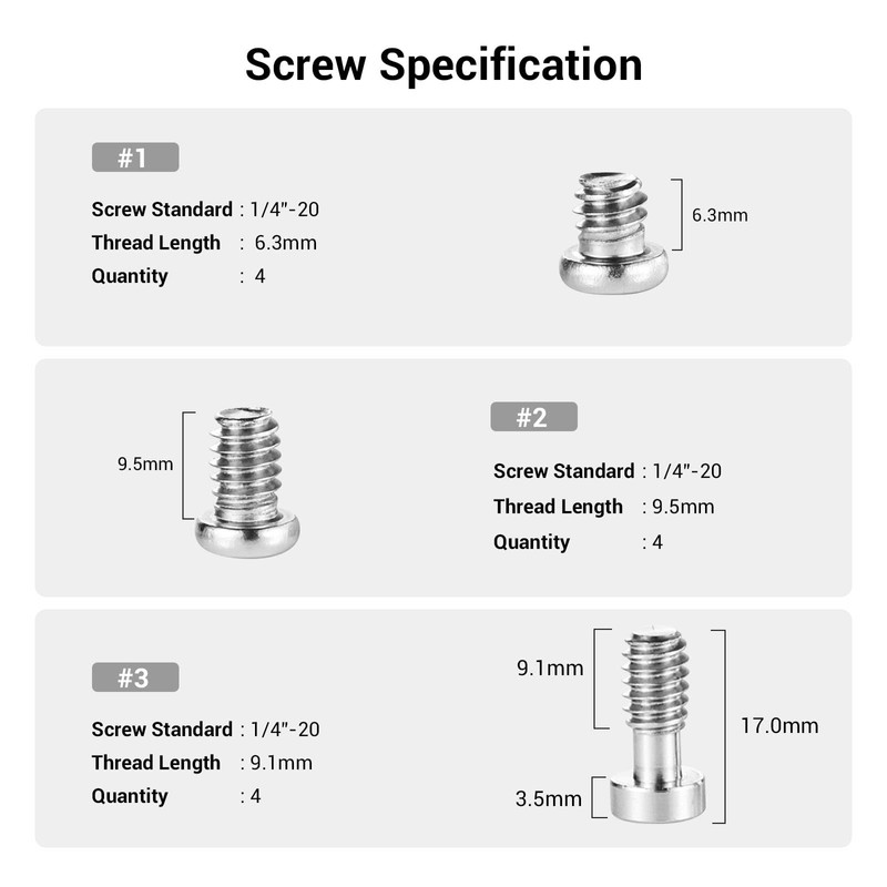 SMALLRIG 1/4 Inch Screws for DSLR Camera Cage or Additional
