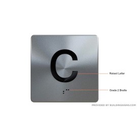 BUILDINGSIGNS.COM C Floor Elevator Jamb Plate Sign (Cellar Floor) with Braille and ....-REF24-1027